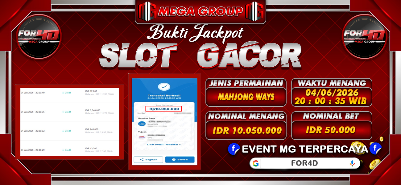 Bukti JP situs For4D hari Jumat, 05 Juni 2026