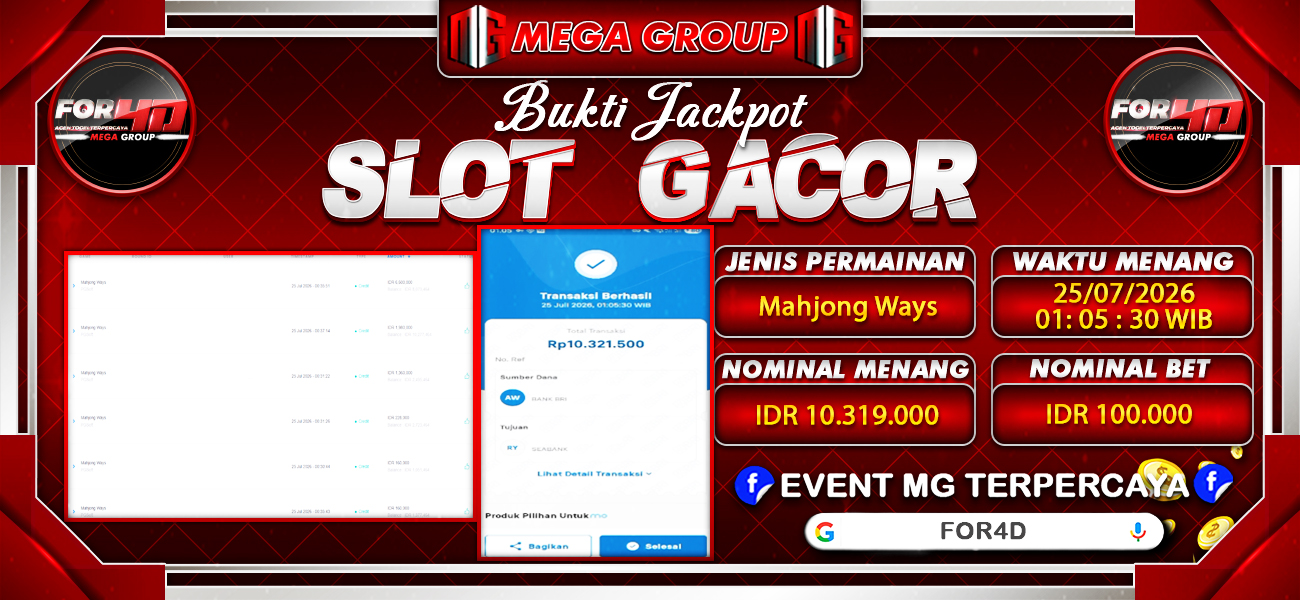 Bukti JP situs For4D hari Sabtu, 25 Juli 2026