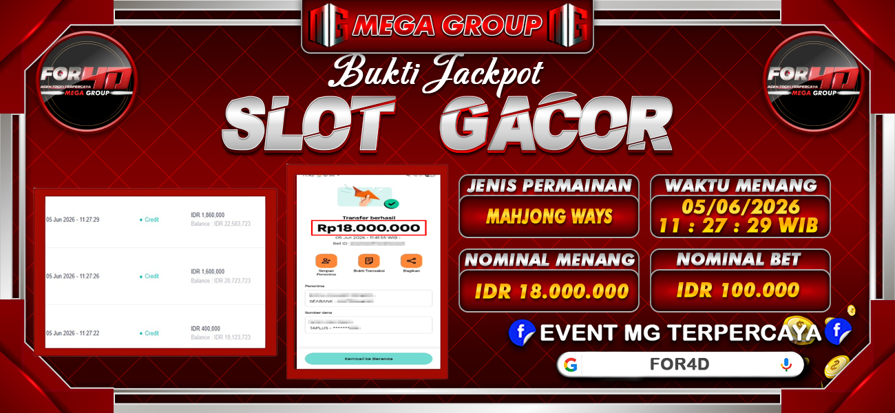 Bukti JP situs For4D hari Jumat, 05 Juni 2026