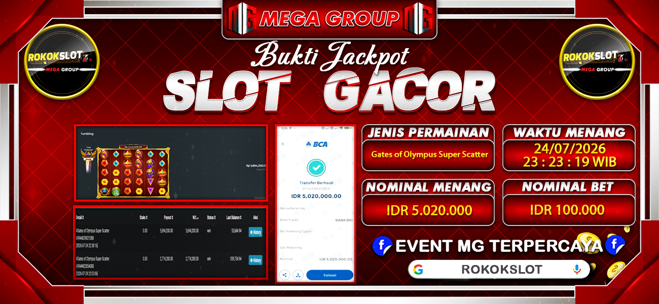 Bukti JP situs Rokokslot hari Jumat, 24 Juli 2026